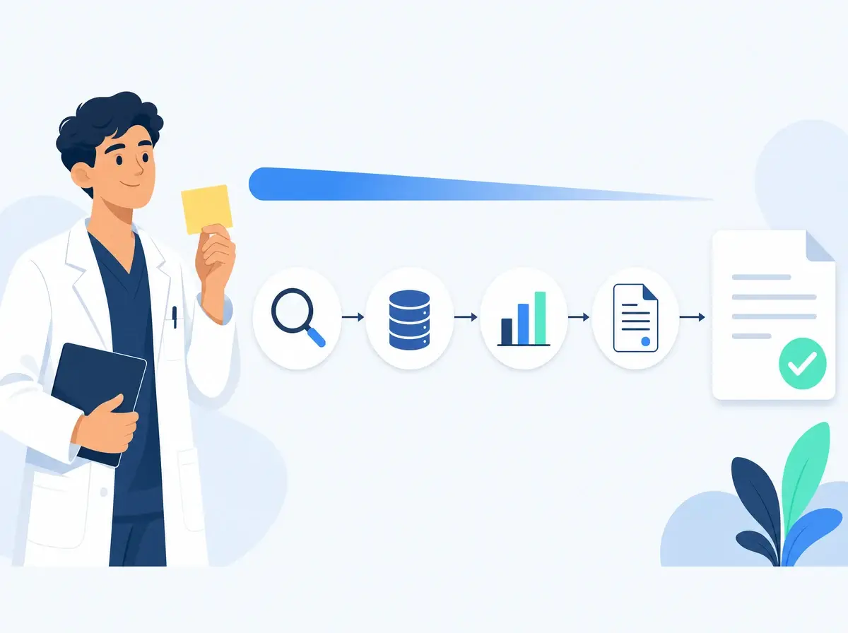 A medical trainee turning a research question into a finished paper through an automated analysis pipeline