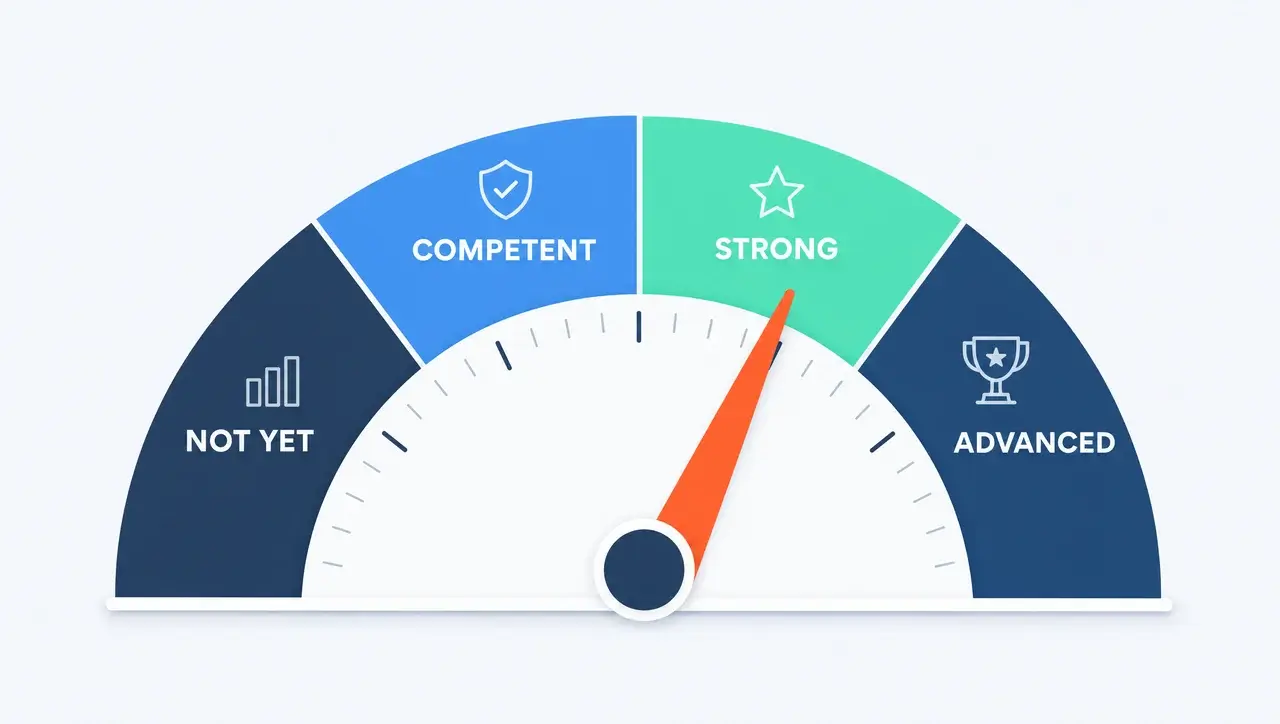 AI-Fluent Engineer Scorecard, scoring a role across four fluency bands.