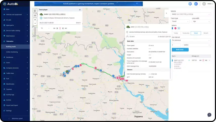 Fleet Tracking Map and Track Playback