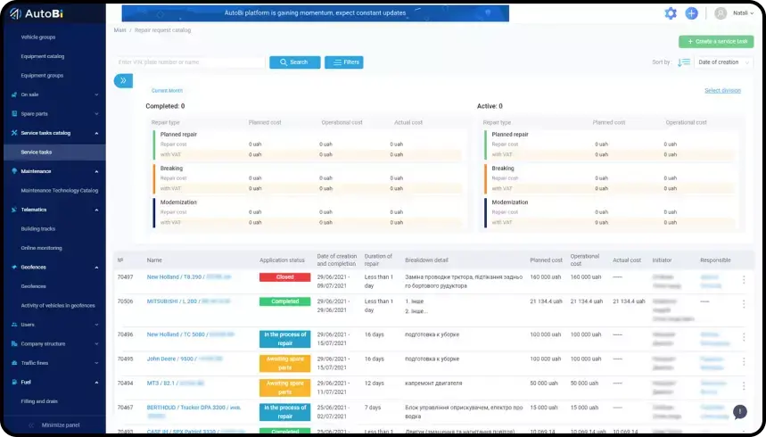 Maintenance and Repair Requests Dashboard