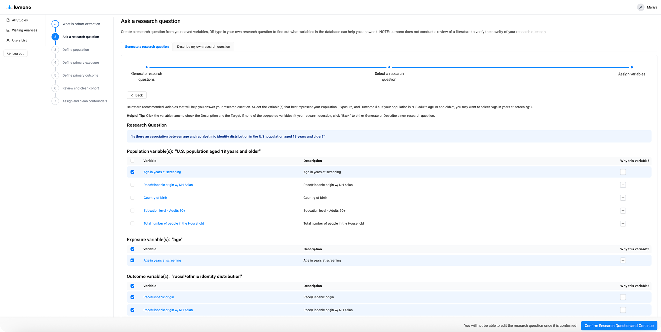 Select Research Question